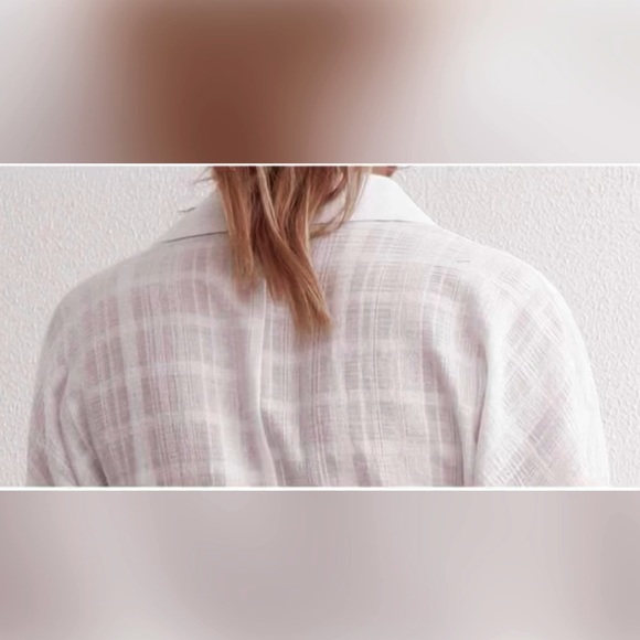 Lena Vie | Sheer Cotton White Plaid Sexy Shirt Dress, Cover-up Sundress - Picture 5 of 15